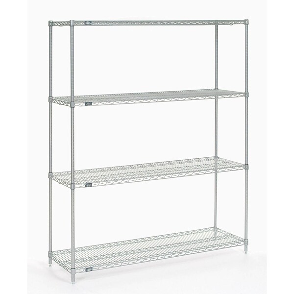 Nexel 4 Shelf, Stainless Steel Wire Shelving Unit, Starter, 60inW x 18inD x 74inH 189488 - main